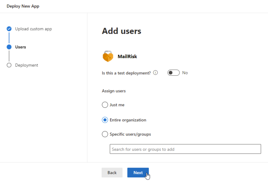 Screenshot of adding new users.