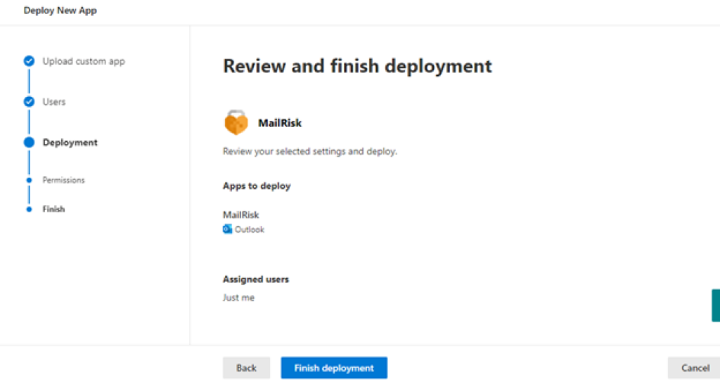Final deployment screen.